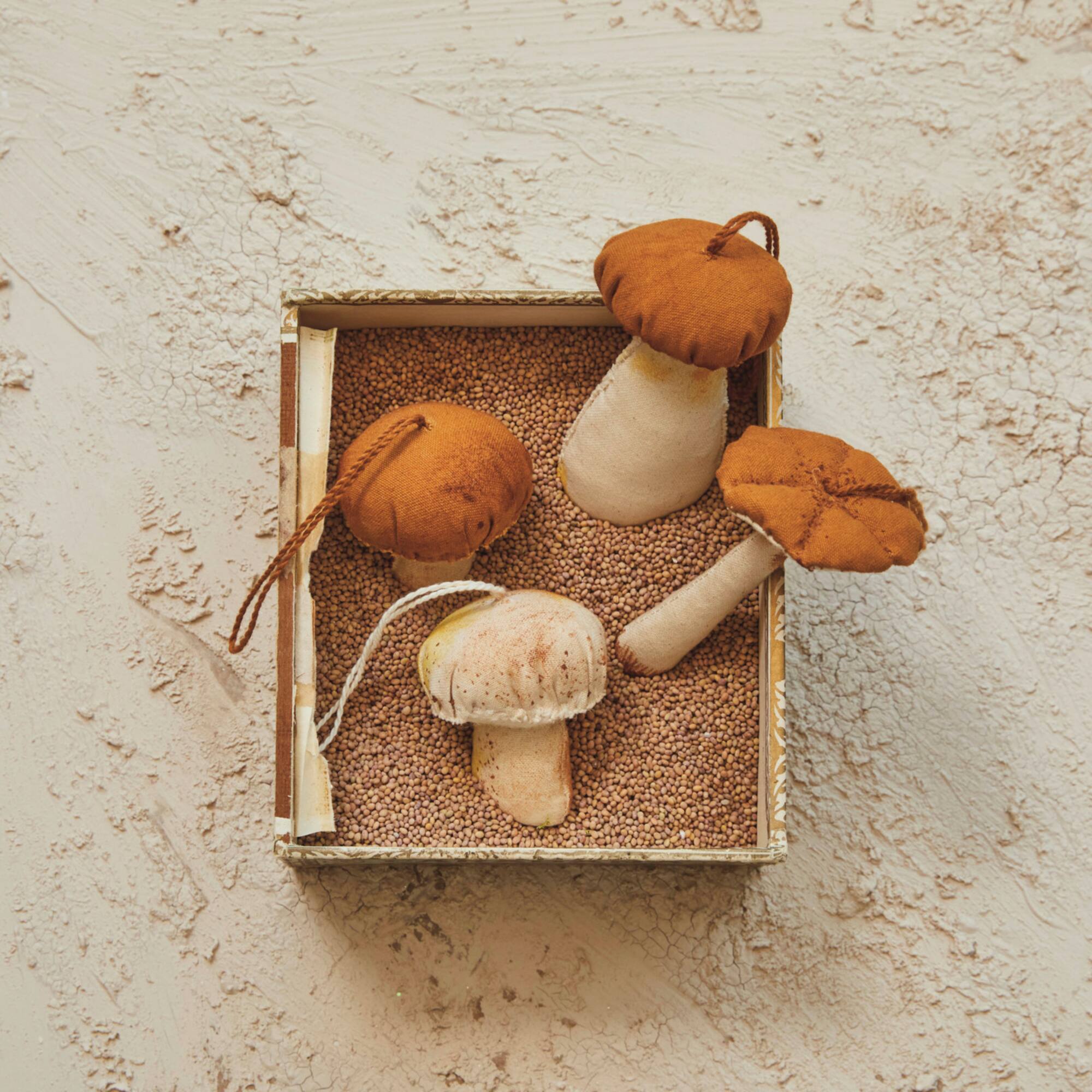 Hello Honey® 4 Pack 4.75" Mushroom Ornaments